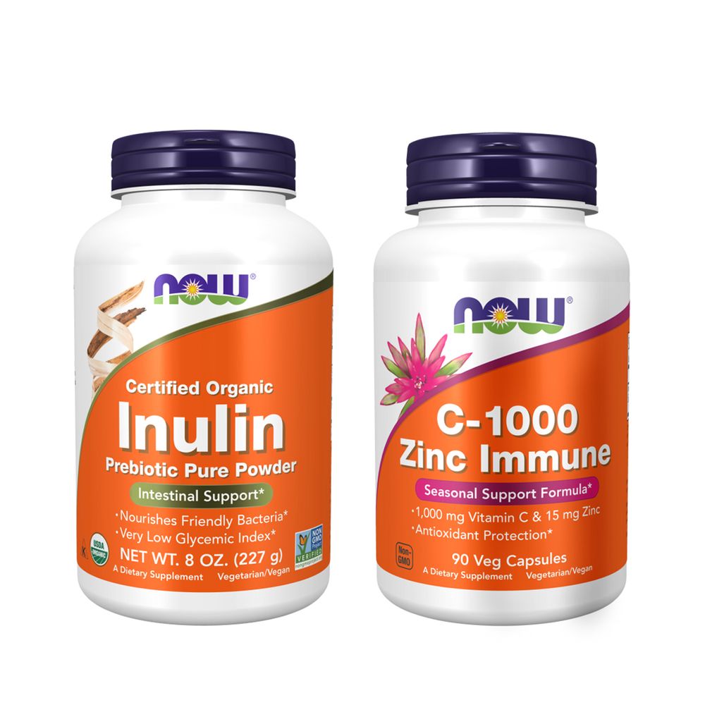 Pack Inulin Powder + C-1000 Zinc - Now Foods