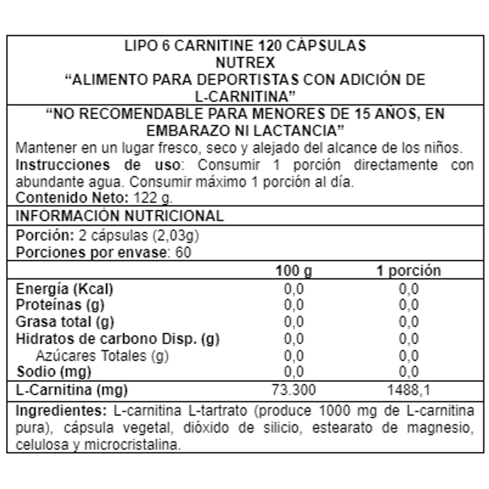 L-Carnitine 1000 60 Caps - Nutrex