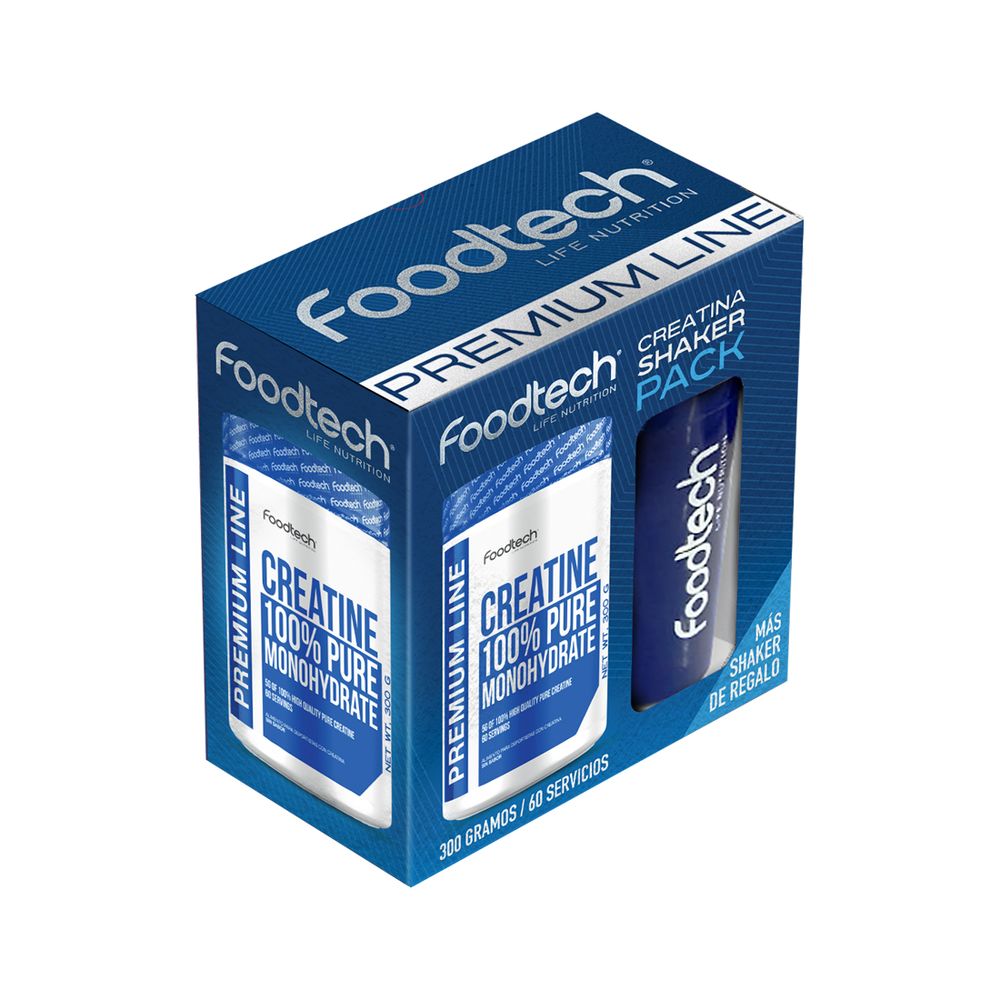 Pack Creatina 300gr + Shaker Blue White - Foodtech