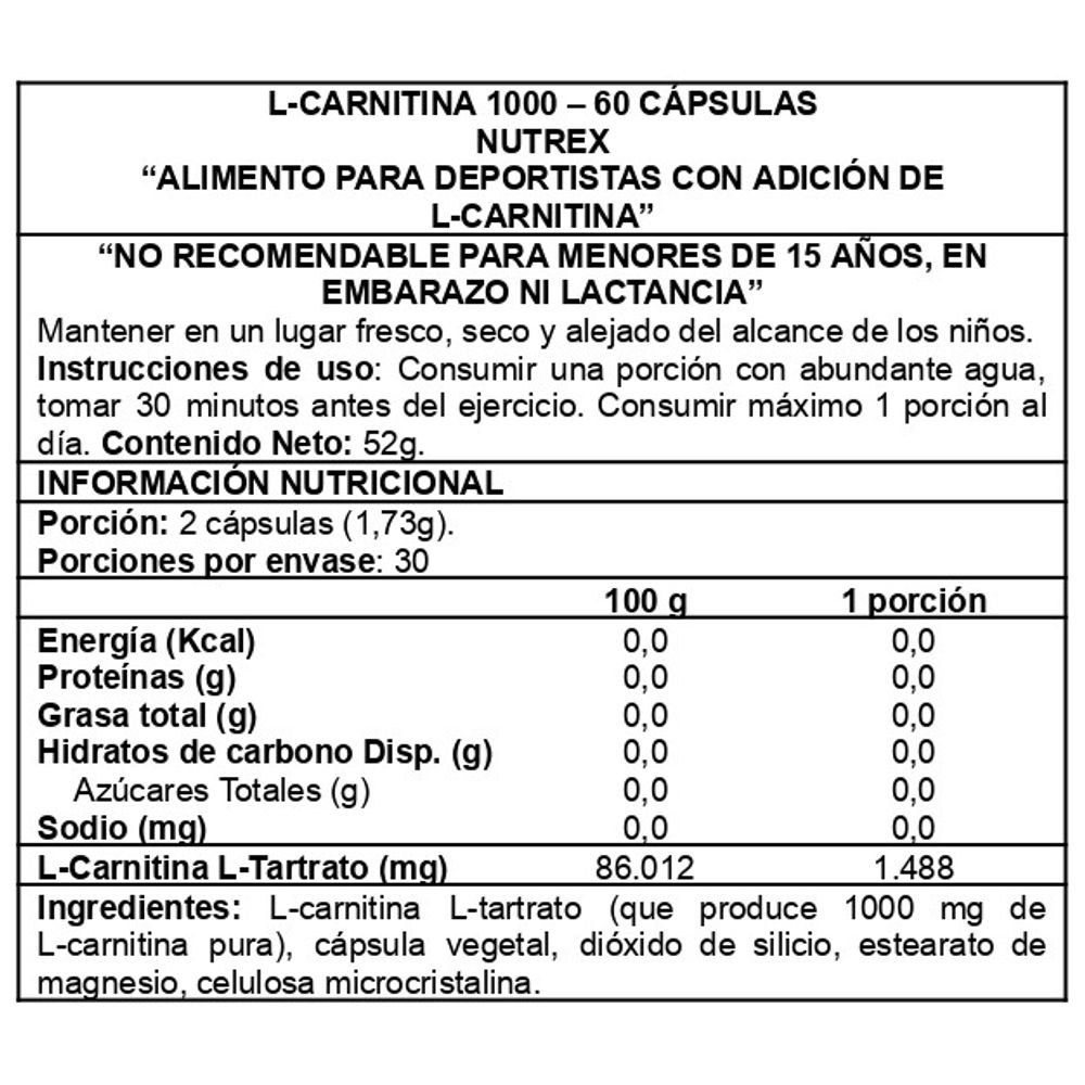 L-Carnitine 1000 60 Caps - Nutrex